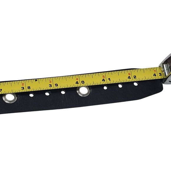 Womens Nine West Black Perforated Belt Sz XL Silver Logo Grommet Punk Rocker Emo main image 11